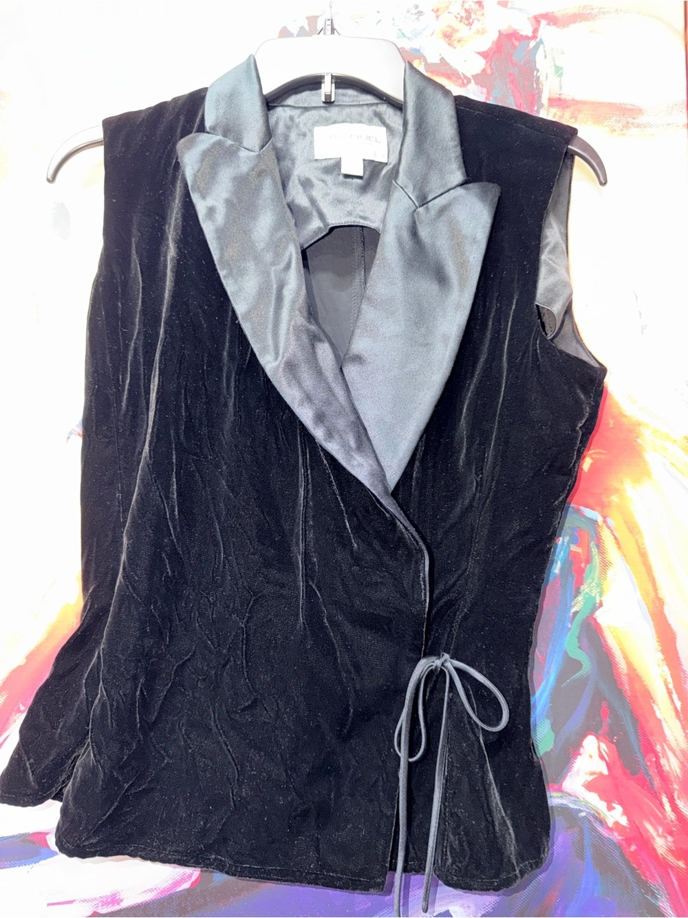 Vintage 90s Emanuel Ungaro Silk Blend Velvet Wrap Vest Waistcoat Gruppo GFT 8 - Picture 2 of 12